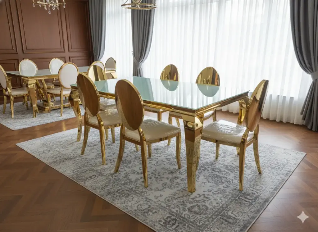 stainless table with glass up ,1.8MX1M