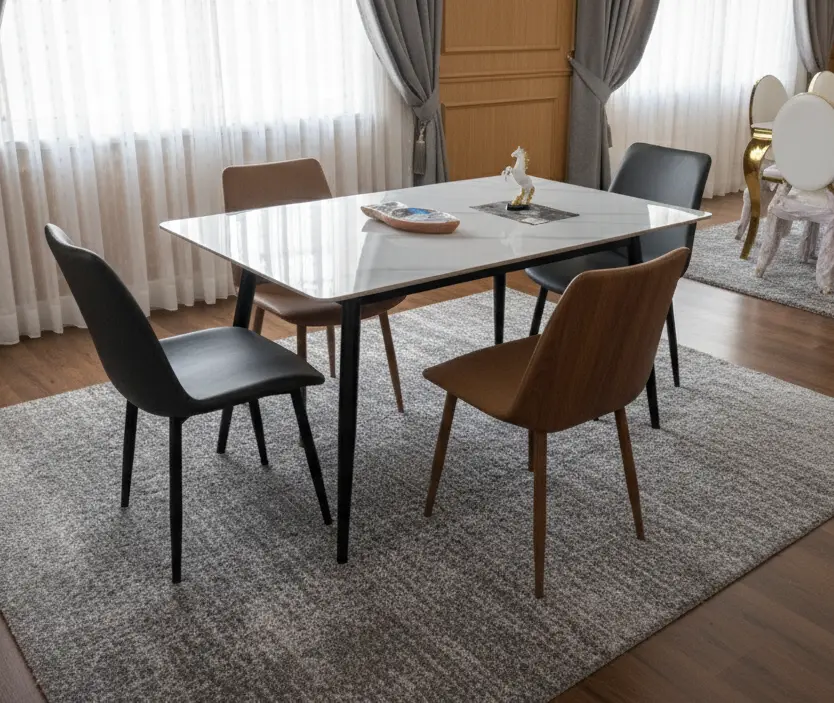 1.4M Table de salle à manger + chaise de salle à manger 1+4