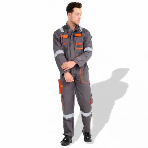 GRAY + ORANGE EUROPEAN COVERALL AMERICAN SAFETY 4XL,