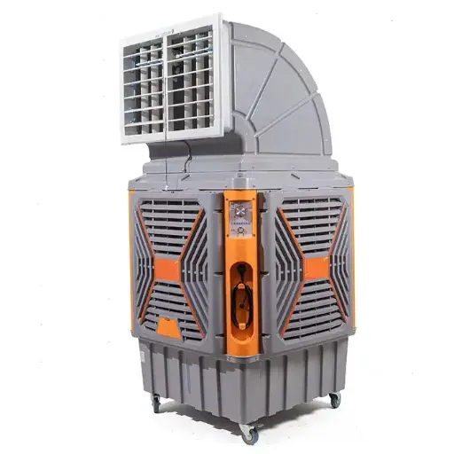 [MC-1200W] Model : DR-360 Mobile Cooler 1200W Puissance 1200w - Débit 18000m3/h – 22000m3/h - Capacité du réservoir d'eau 130l - Dimensions de la base 900x900x1750 mm - Poids : 42 kg - Surface de refroidissement 80-100 m2 