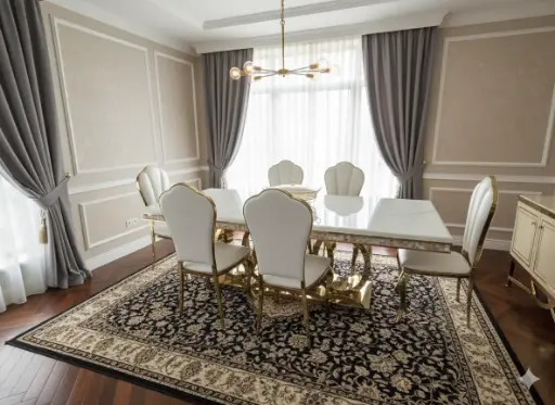 [100002] 2.0M Table de salle à manger + chaise 1+6